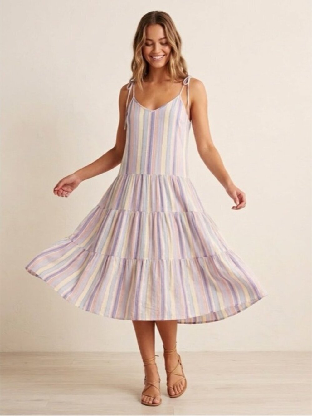 Joe Fresh Striped Tiered Midi Dress XS NWT